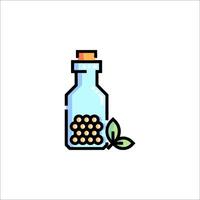 A bottle with berries and leaves on it vector
