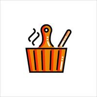 A basket with a spoon and a knife in it vector