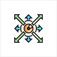 An eye with arrows and arrows in the middle vector