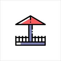 A red umbrella on a fence with a fence vector