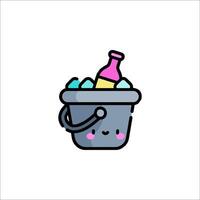 A bucket with ice and a bottle of beer vector