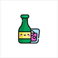 A bottle of sake and a small box vector