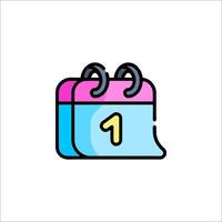 A calendar icon with the number one on it vector