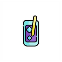 A colorful phone with a straw and a drink vector