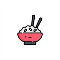 A cute bowl of noodles with chopsticks in it vector