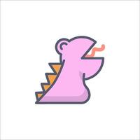 A pink dinosaur with a tongue out on a white background vector
