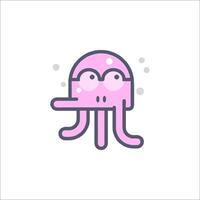 A pink octopus with glasses and a nose vector