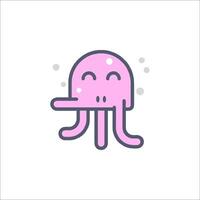 A pink octopus with a face and a tongue vector