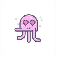 A pink octopus with hearts on its face vector