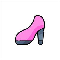 A pink high heel shoe icon on a white background vector