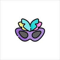 A colorful mask with sunglasses and butterfly wings vector