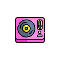 A pink record player icon on a white background vector