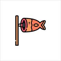 Fish on a pole icon illustration vector