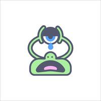 An alien head with a tear on its face vector