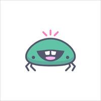 A cartoon green bug with a smile on its face vector