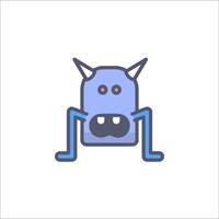 A cartoon monster with horns and eyes vector