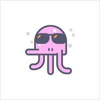 An octopus with sunglasses on its face vector