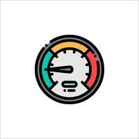 A speedometer icon with a colorful background vector
