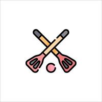 Two crossed sticks and a ball icon vector