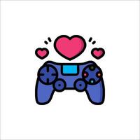 A game controller with hearts around it vector