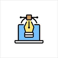 A light bulb on a computer screen with a pen vector