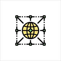 The globe is surrounded by a network of lines vector