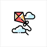 A kite flying in the sky with clouds vector
