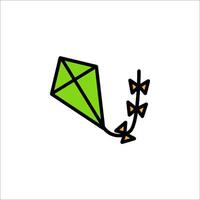 A kite flying in the air with a green leaf vector