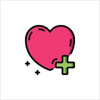 A pink heart with a plus sign on it vector