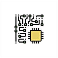 A circuit board with a chip on it vector