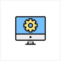 A computer monitor with a gear icon vector