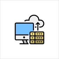 A computer with a cloud icon on it vector