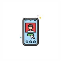 A phone with a person on the screen vector