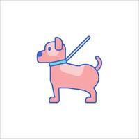 A dog is standing on a leash with a leash attached vector