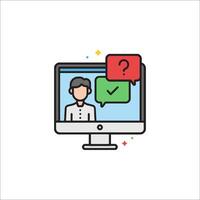 A computer screen with a person talking to another person vector