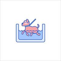 A dog swimming in a pool with a leash vector