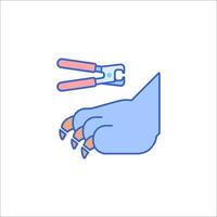 A blue hand holding a pair of scissors vector