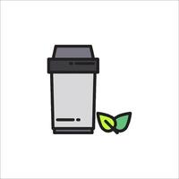 A trash can with a leaf on it vector