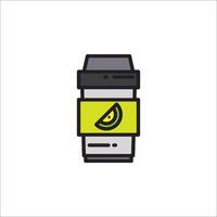 A drink cup with a slice of lime in it vector