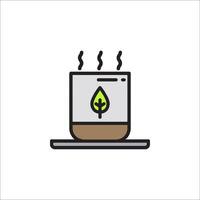 A cup of coffee with a leaf on top vector