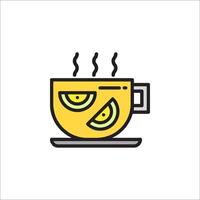 A cup of tea with lemon slices on it vector