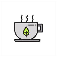 A cup of tea with a leaf on it vector