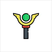 A green and yellow sword with a green orb on it vector