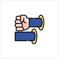A fist is shown in the middle of a blue and white background vector