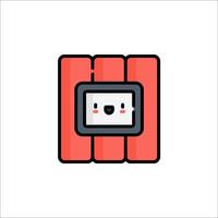 A red and white tablet with a smiley face on it vector