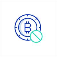 Bitcoin icon with a no sign vector