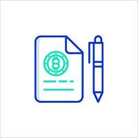 Bitcoin contract line icon vector
