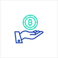 Bitcoin icon, illustration, line icon, flat design, flat design, illustration, icon vector
