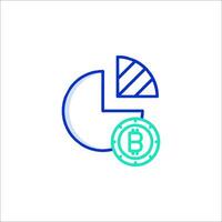 Bitcoin icon with a pie chart and a bitcoin coin vector