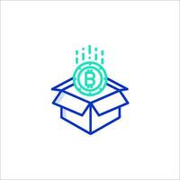 Bitcoin in a box icon vector